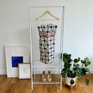 Anthropologie Beth Bowley strapless embroidered dress, Red, White and Navy Blue